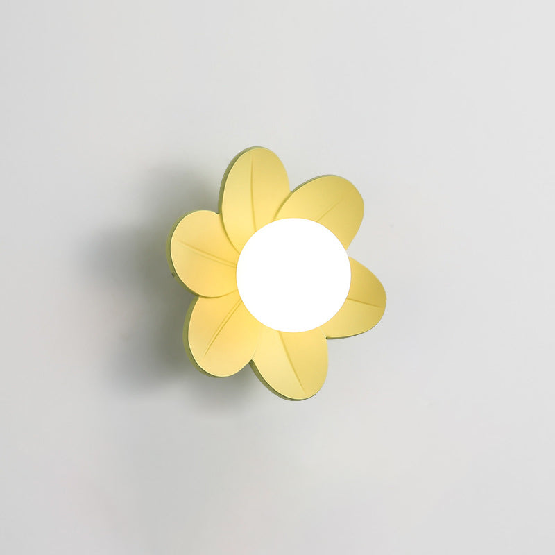 Contemporary Scandinavian Floral Orb Resin 1-Light Wall Sconce Lamp For Bedroom