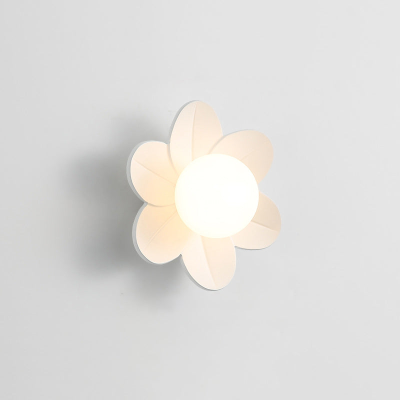 Contemporary Scandinavian Floral Orb Resin 1-Light Wall Sconce Lamp For Bedroom