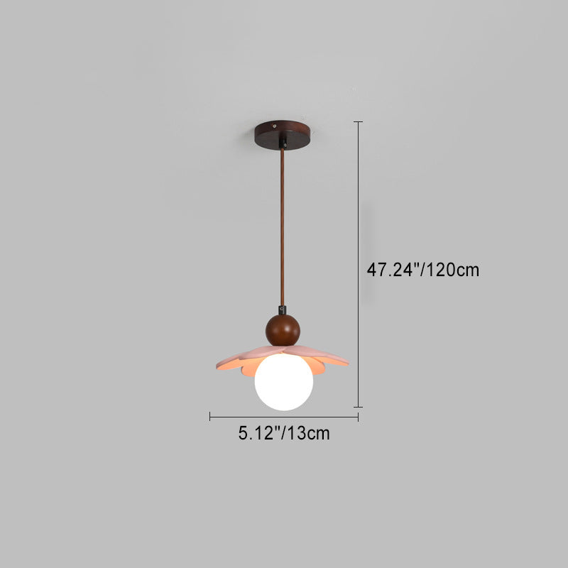 Contemporary Scandinavian Floral Orb Resin 1-Light Pendant Light For Bedroom