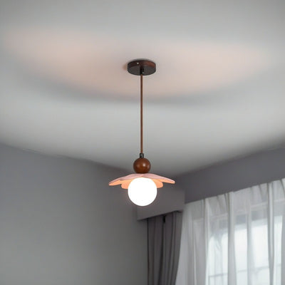 Contemporary Scandinavian Floral Orb Resin 1-Light Pendant Light For Bedroom