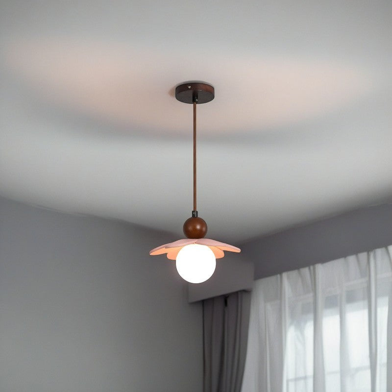Contemporary Scandinavian Floral Orb Resin 1-Light Pendant Light For Bedroom