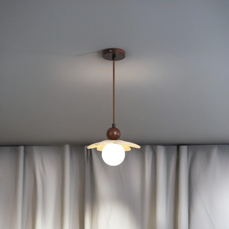 Contemporary Scandinavian Floral Orb Resin 1-Light Pendant Light For Bedroom