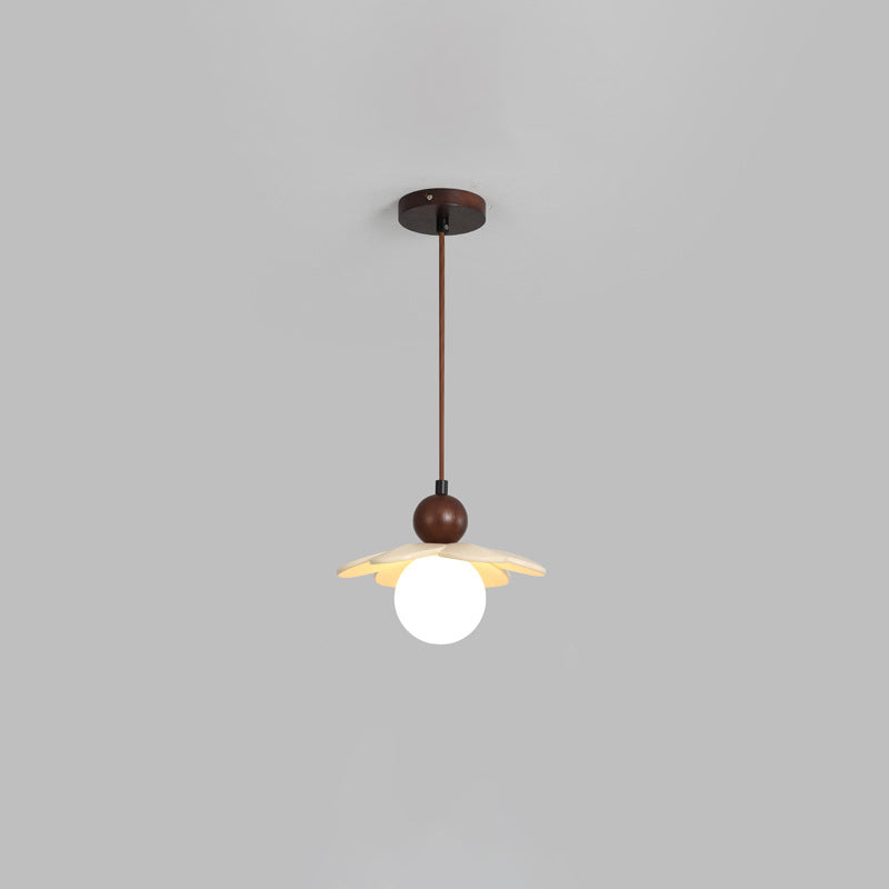 Contemporary Scandinavian Floral Orb Resin 1-Light Pendant Light For Bedroom