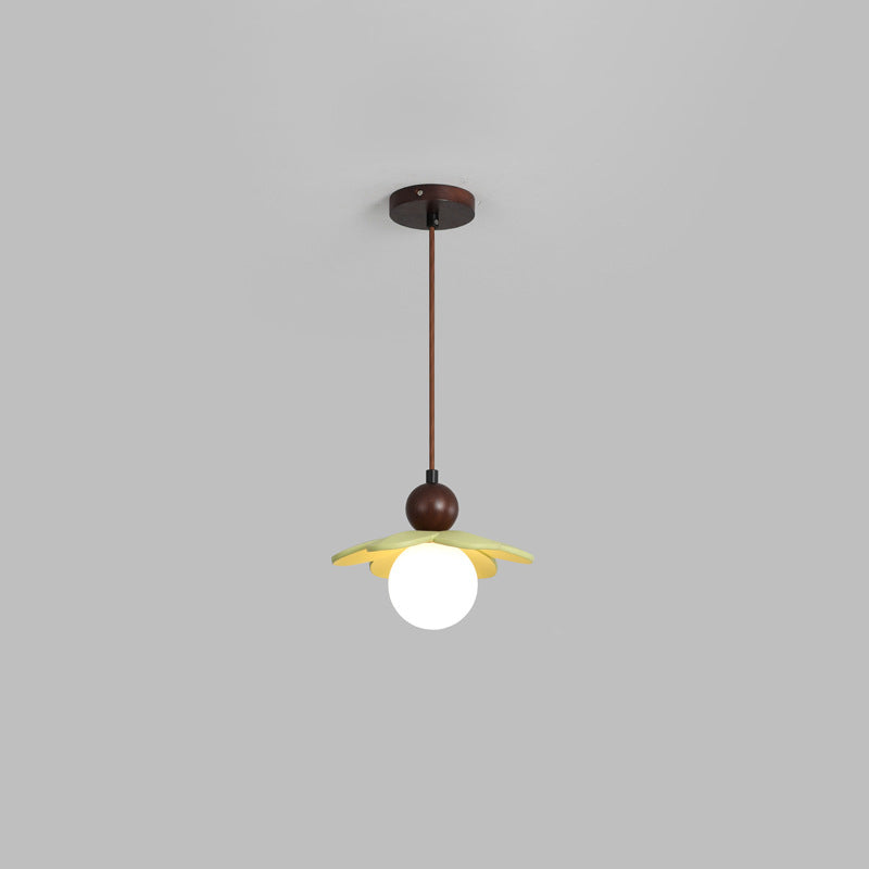 Contemporary Scandinavian Floral Orb Resin 1-Light Pendant Light For Bedroom