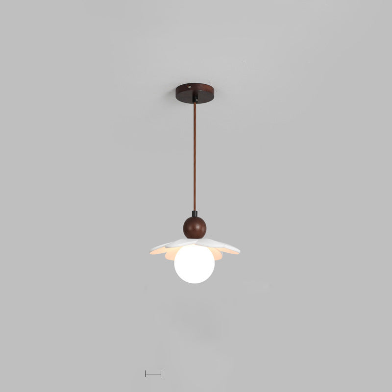 Contemporary Scandinavian Floral Orb Resin 1-Light Pendant Light For Bedroom