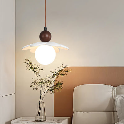 Contemporary Scandinavian Floral Orb Resin 1-Light Pendant Light For Bedroom