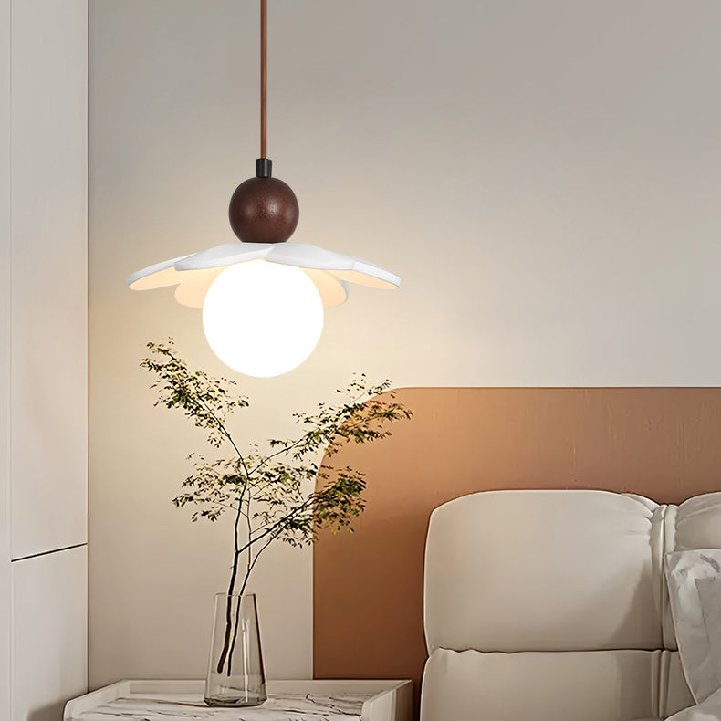 Contemporary Scandinavian Floral Orb Resin 1-Light Pendant Light For Bedroom