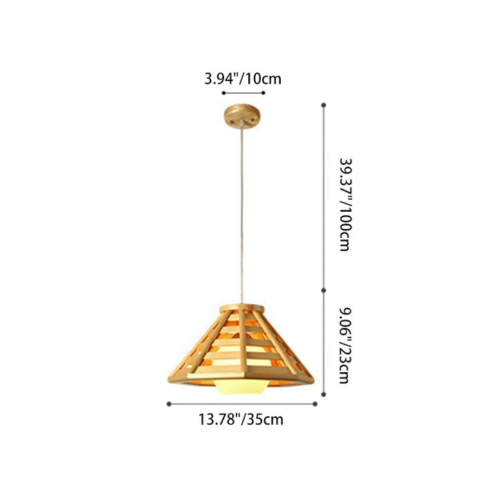 Lámpara Colgante de 1 Luz de Vidrio y Madera Prisma Minimalista Moderna para Comedor 