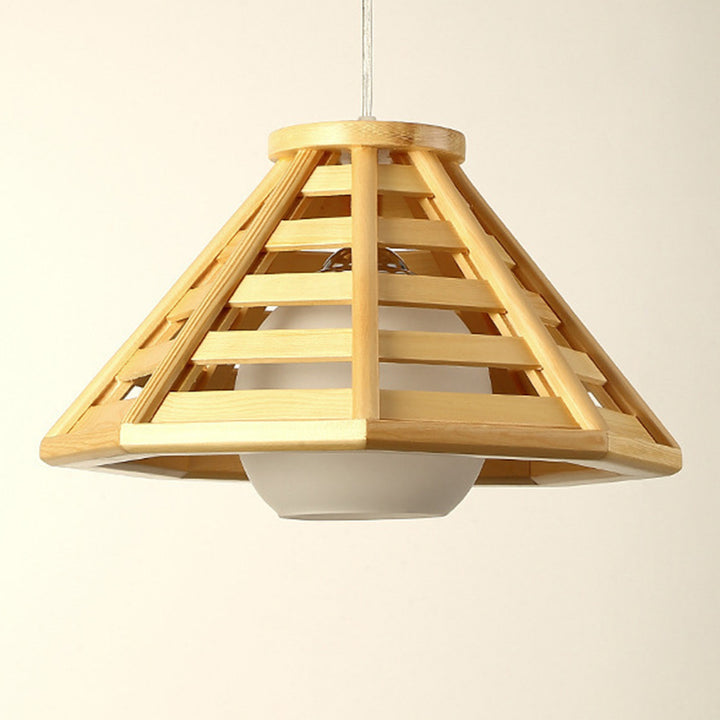 Lámpara Colgante de 1 Luz de Vidrio y Madera Prisma Minimalista Moderna para Comedor 