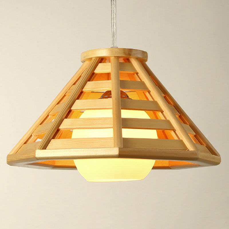 Lámpara Colgante de 1 Luz de Vidrio y Madera Prisma Minimalista Moderna para Comedor 