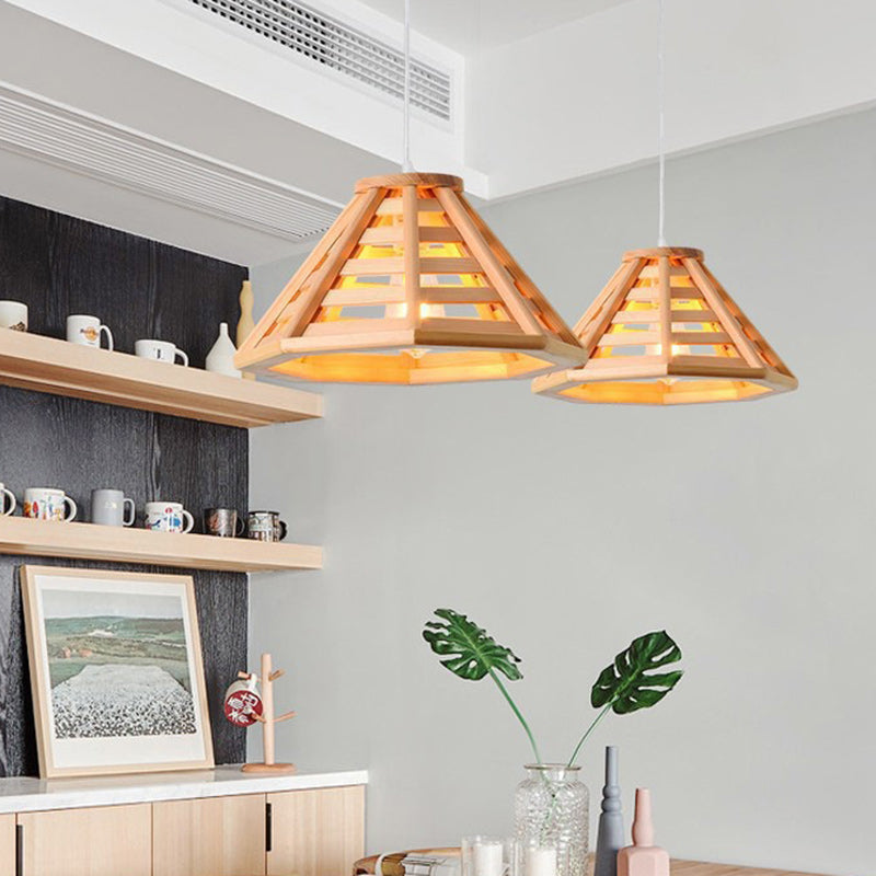 Lámpara Colgante de 1 Luz de Vidrio y Madera Prisma Minimalista Moderna para Comedor 