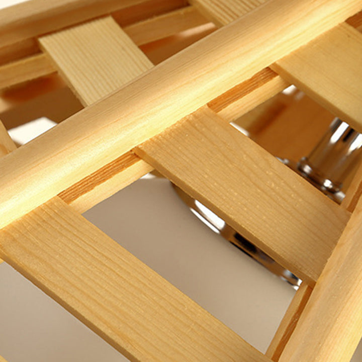 Lámpara Colgante de 1 Luz de Vidrio y Madera Prisma Minimalista Moderna para Comedor 