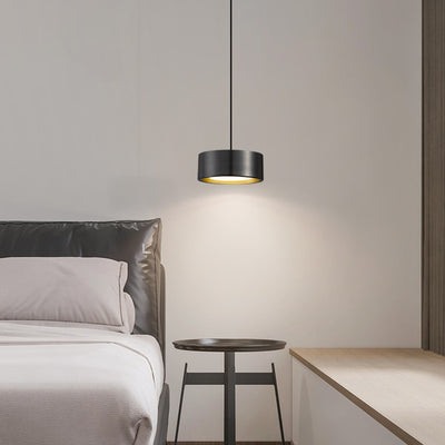 Modern Minimalist Round Cylinder Iron LED Pendant Light For Bedroom