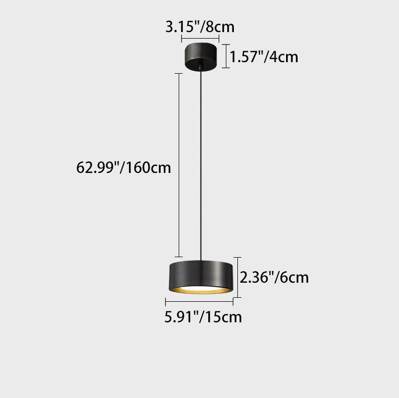 Modern Minimalist Round Cylinder Iron LED Pendant Light For Bedroom