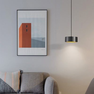 Modern Minimalist Round Cylinder Iron LED Pendant Light For Bedroom