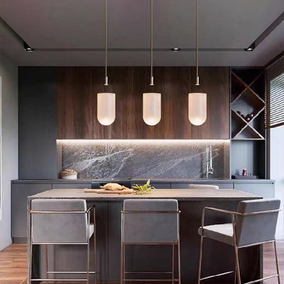 Contemporary Nordic Bucket Shape Round Oval Hardware Glass 1-Light Pendant Light For Bedroom