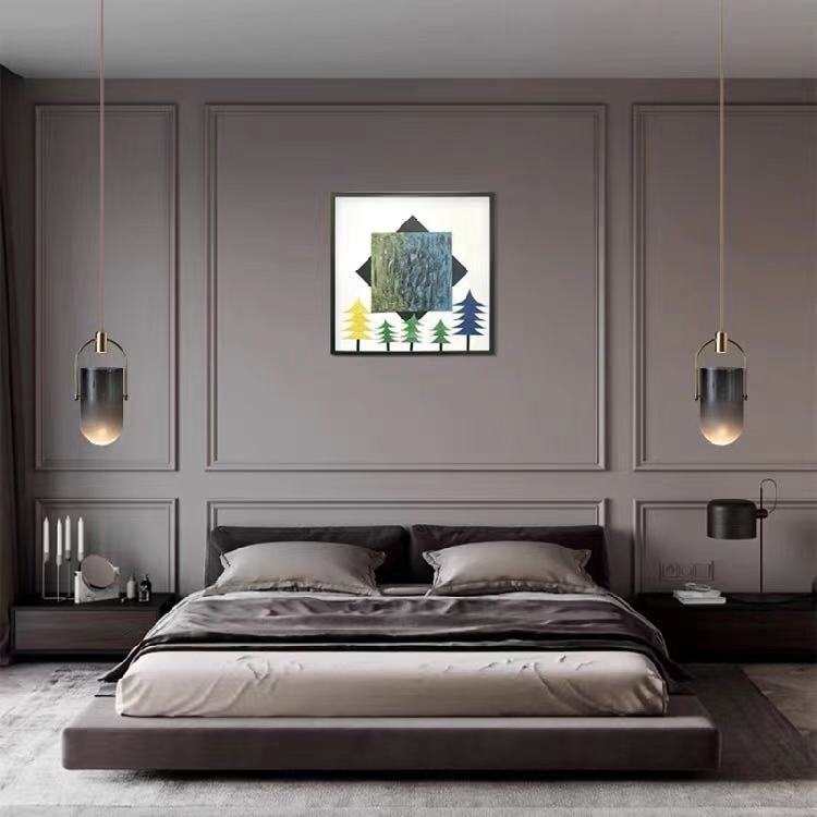 Contemporary Nordic Bucket Shape Round Oval Hardware Glass 1-Light Pendant Light For Bedroom