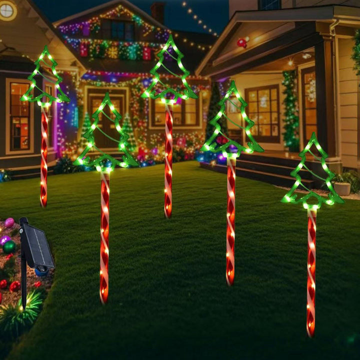 Contemporary Creative Solar Waterproof Christmas Tree Shape Plastic LED Outdoor Light For Patio