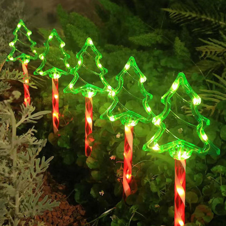 Contemporary Creative Solar Waterproof Christmas Tree Shape Plastic LED Outdoor Light For Patio