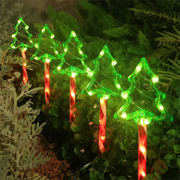 Luz LED para exteriores de forma de árbol de Navidad impermeable solar creativa contemporánea de plástico para patio 
