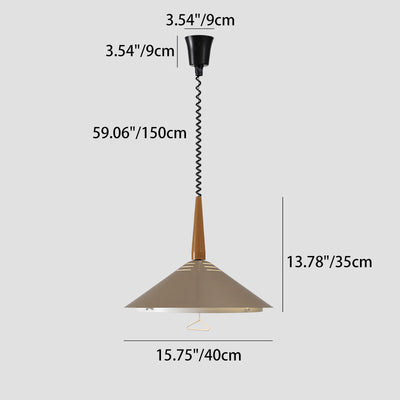 Contemporary Scandinavian Liftable Cone Round Iron 2-Light Pendant Light For Dining Room