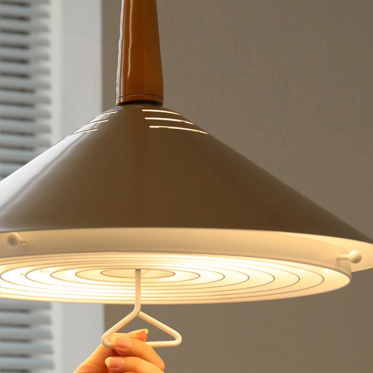 Contemporary Scandinavian Liftable Cone Round Iron 2-Light Pendant Light For Dining Room