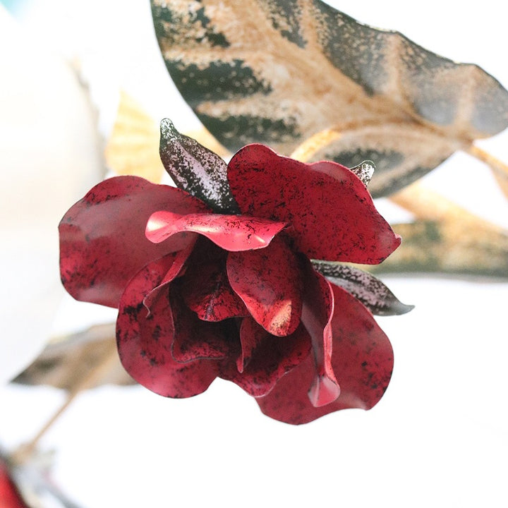 Lustre traditionnel rustique à feuilles florales en fer et verre 4/6/9 lumières pour salon 
