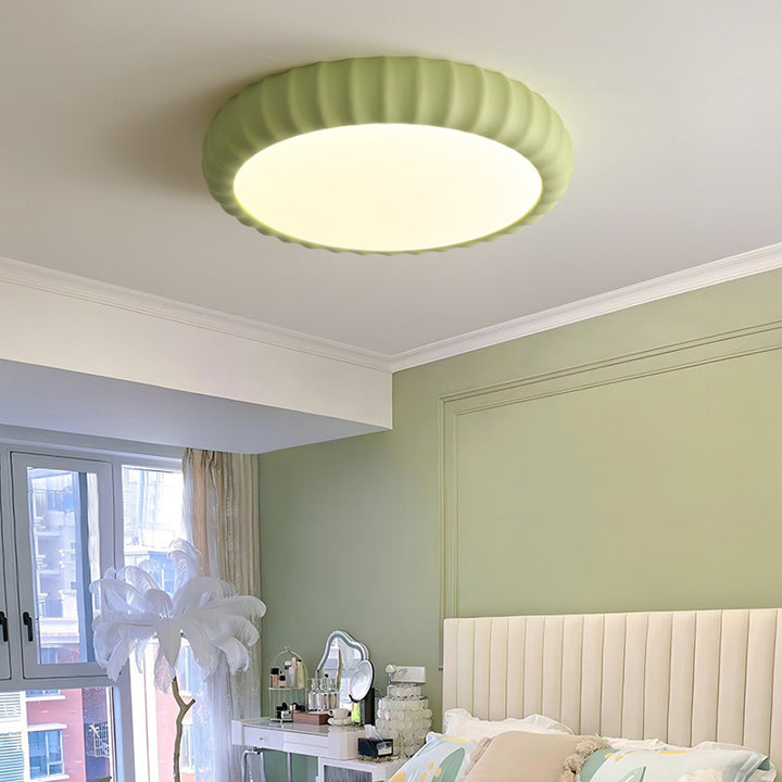Zeitgenössische skandinavische runde Creme Hardware Harz LED Deckenleuchte für das Schlafzimmer 