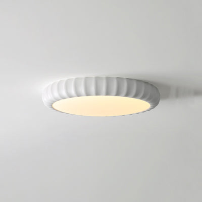 Contemporary Scandinavian Cream Round Hardware Resin LED Flush Mount Ceiling Light For Bedroom