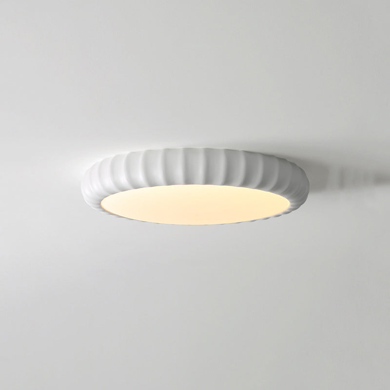 Contemporary Scandinavian Cream Round Hardware Resin LED Flush Mount Ceiling Light For Bedroom