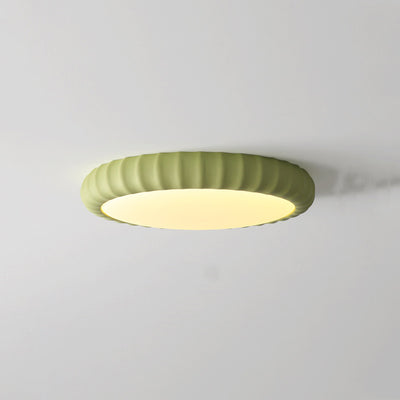 Contemporary Scandinavian Cream Round Hardware Resin LED Flush Mount Ceiling Light For Bedroom