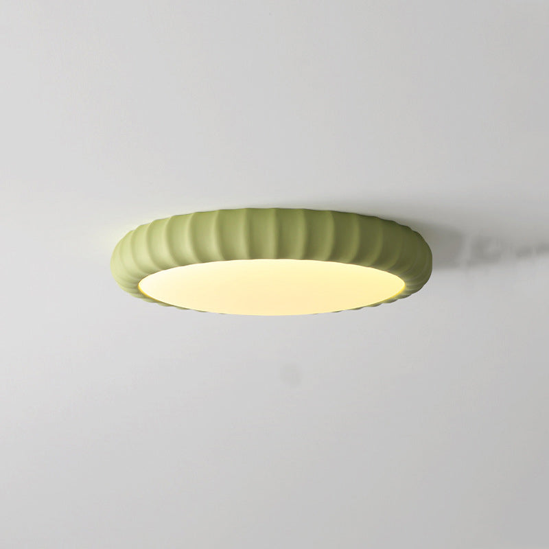 Contemporary Scandinavian Cream Round Hardware Resin LED Flush Mount Ceiling Light For Bedroom