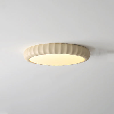 Contemporary Scandinavian Cream Round Hardware Resin LED Flush Mount Ceiling Light For Bedroom
