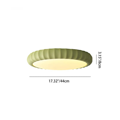 Contemporary Scandinavian Cream Round Hardware Resin LED Flush Mount Ceiling Light For Bedroom