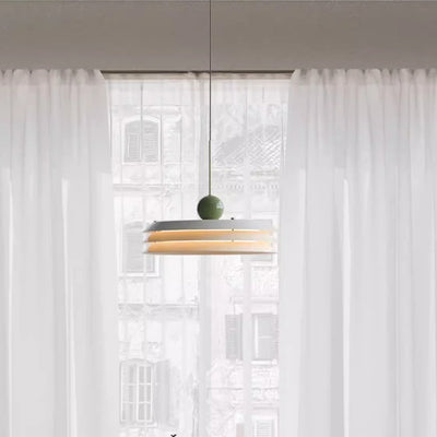 Contemporary Scandinavian Cream Round Iron Acrylic LED Pendant Light For Dining Room
