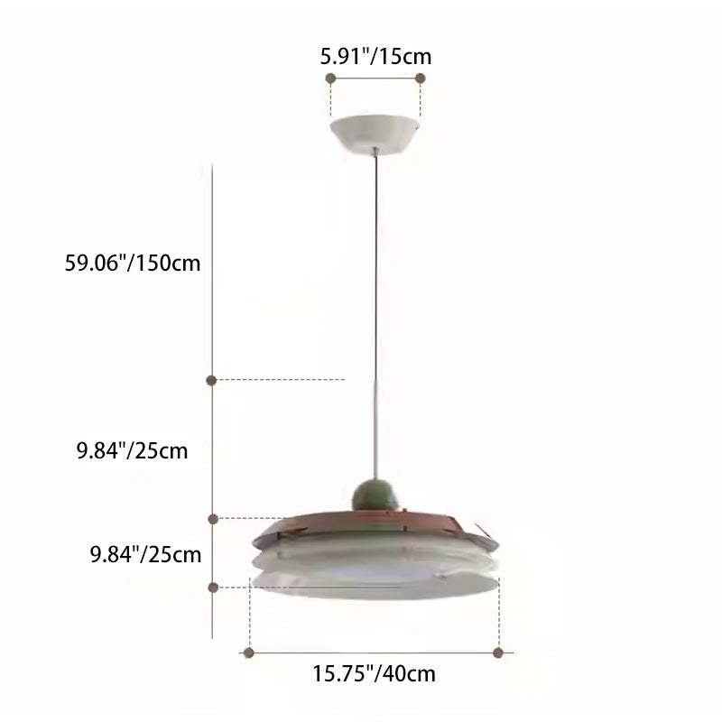 Contemporary Scandinavian Cream Round Iron Acrylic LED Pendant Light For Dining Room
