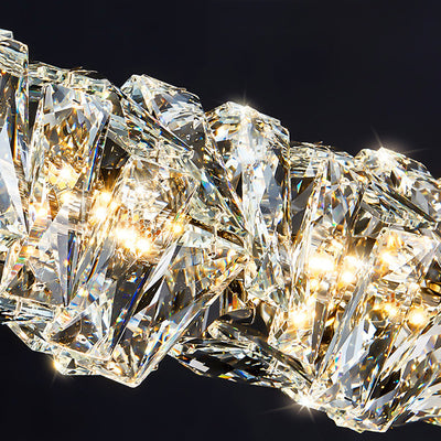 Moderne Luxuriöse Rechteckige Lineare Edelstahl Kristall LED Insel Licht Kronleuchter Für Esszimmer 
