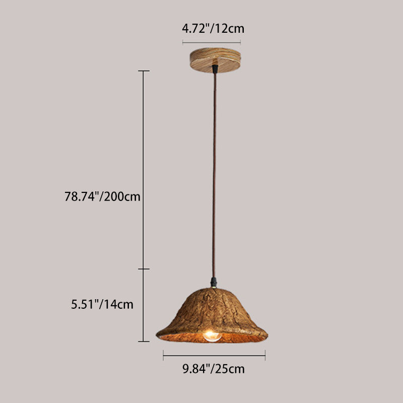 Traditional Japanese Lotus Leaf Round Hardware Resin 1-Light Pendant Light For Dining Room