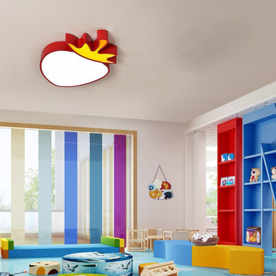 Contemporary Creative Cartoon Kids Fruit Shape Hardware Acrylic LED Flush Mount Ceiling Light For Bedroom