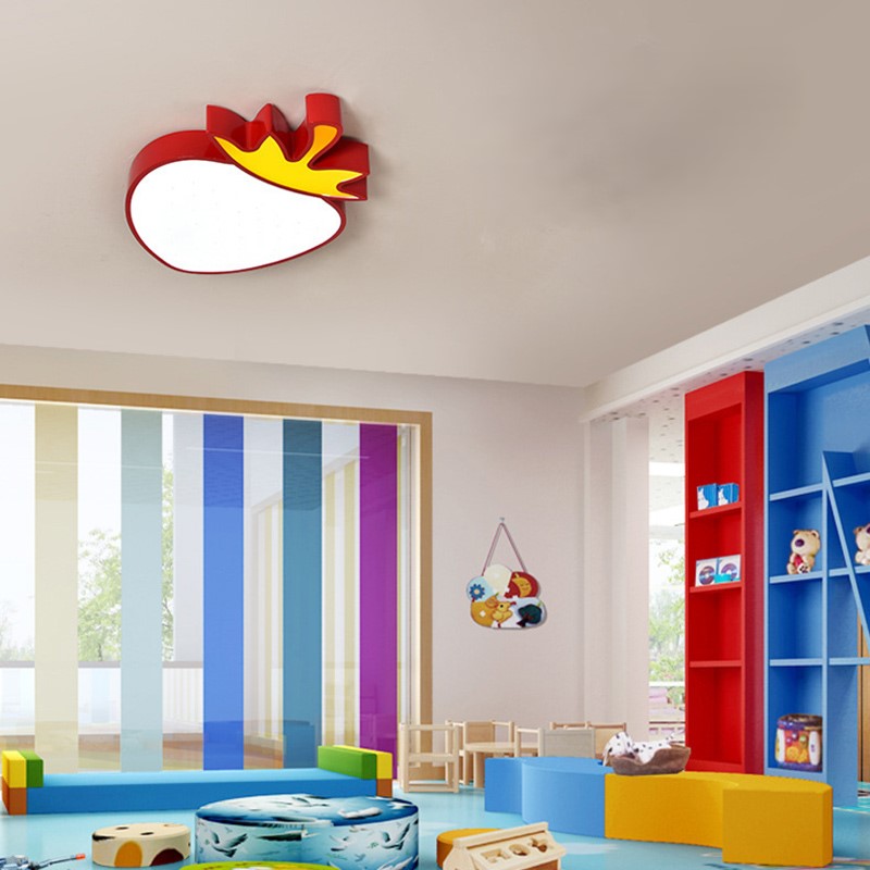 Contemporary Creative Cartoon Kids Fruit Shape Hardware Acrylic LED Flush Mount Ceiling Light For Bedroom