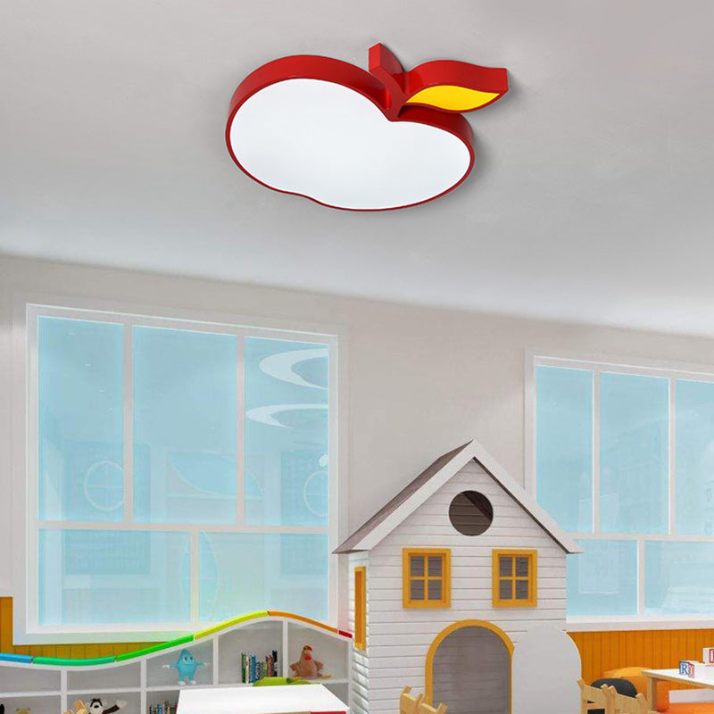 Contemporary Creative Cartoon Kids Fruit Shape Hardware Acrylic LED Flush Mount Ceiling Light For Bedroom