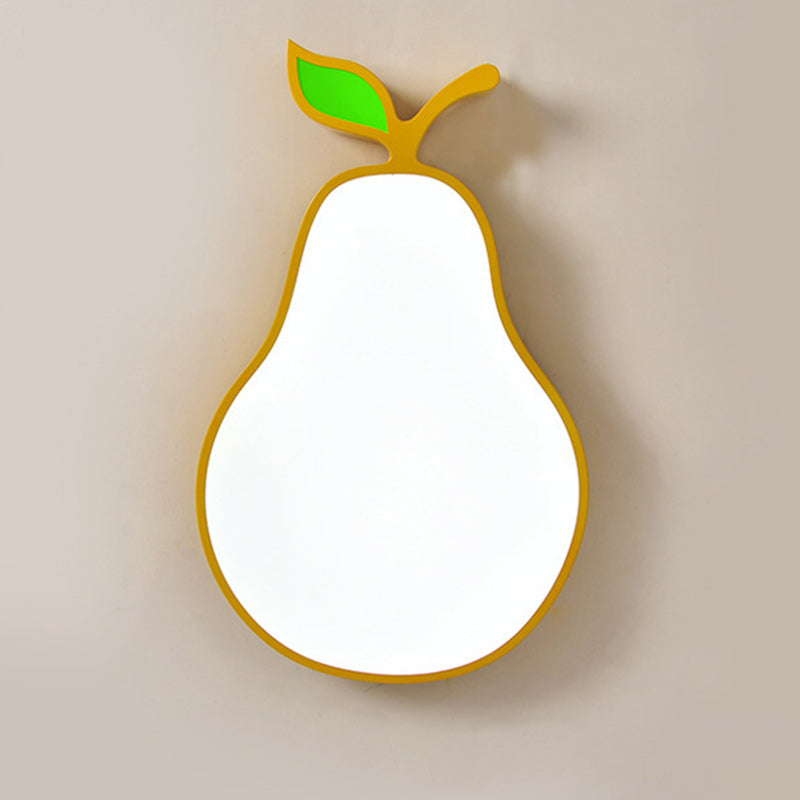Contemporary Creative Cartoon Kids Fruit Shape Hardware Acrylic LED Flush Mount Ceiling Light For Bedroom