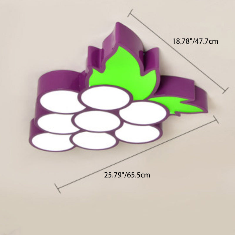 Contemporary Creative Cartoon Kids Fruit Shape Hardware Acrylic LED Flush Mount Ceiling Light For Bedroom