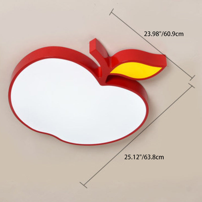 Contemporary Creative Cartoon Kids Fruit Shape Hardware Acrylic LED Flush Mount Ceiling Light For Bedroom