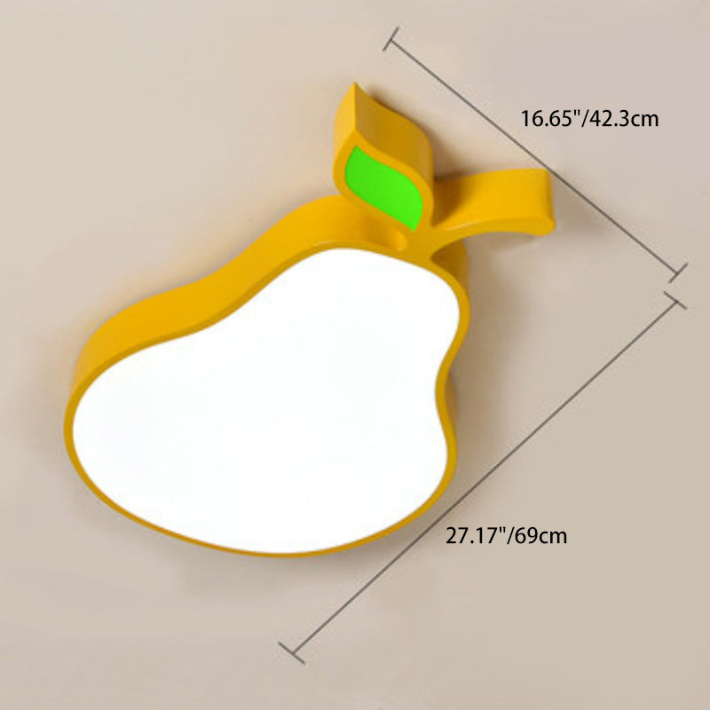 Contemporary Creative Cartoon Kids Fruit Shape Hardware Acrylic LED Flush Mount Ceiling Light For Bedroom