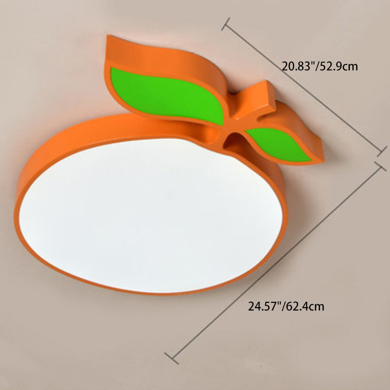 Contemporary Creative Cartoon Kids Fruit Shape Hardware Acrylic LED Flush Mount Ceiling Light For Bedroom