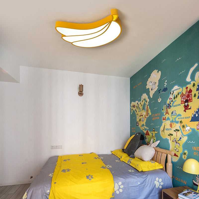 Contemporary Creative Cartoon Kids Fruit Shape Hardware Acrylic LED Flush Mount Ceiling Light For Bedroom