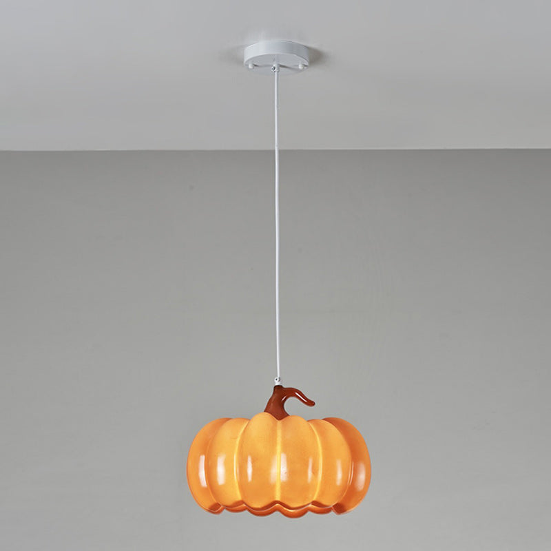 Contemporary Creative Pumpkin Shape Hardware Resin 1-Light Pendant Light For Dining Room