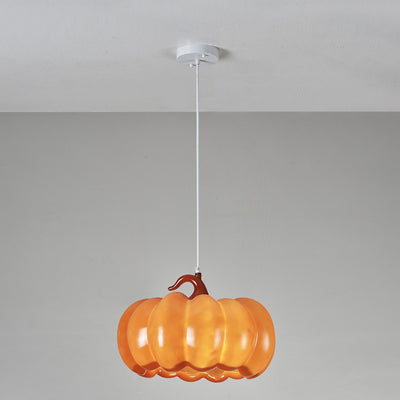 Contemporary Creative Pumpkin Shape Hardware Resin 1-Light Pendant Light For Dining Room
