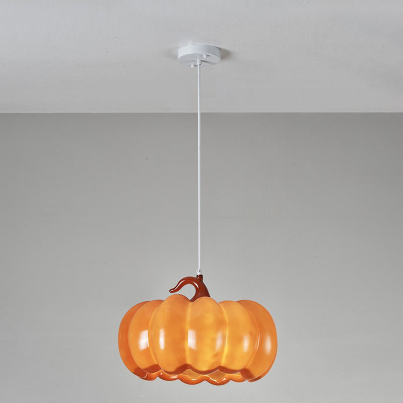 Contemporary Creative Pumpkin Shape Hardware Resin 1-Light Pendant Light For Dining Room